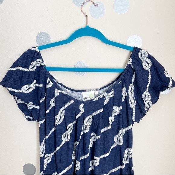 Porridge Nautical Knot Wide Neckline Puff Sleeve Top - Picture 3 of 7